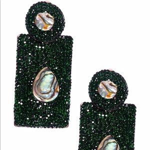 Emerald Hematite Abalone diamond Earrings